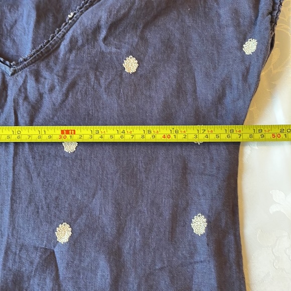 Zara linen shift dress with embroidered design V neck and cap sleeve Sz S - Picture 6 of 10